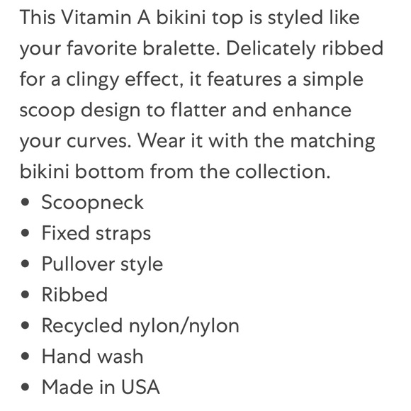 NWT Vitamin A Sienna scoopneck bikini swim top red 4/XS  6/S Plunge V bralette - Picture 8 of 11